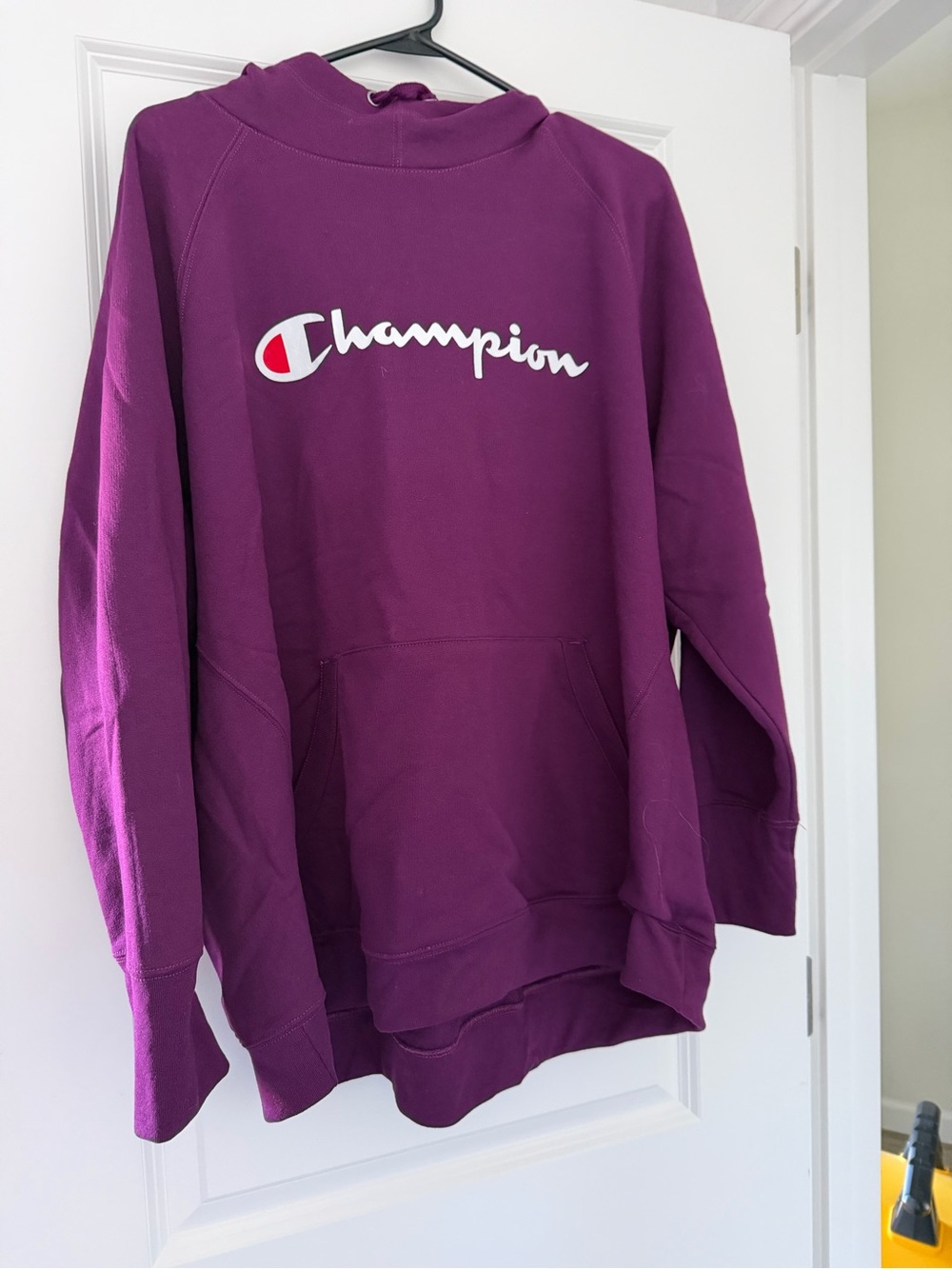 Champion Purple Script Logo Pullover Hoodie